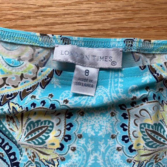 London Times Printed Jersey 3/4 Sleeve Shift Dress - Picture 5 of 7